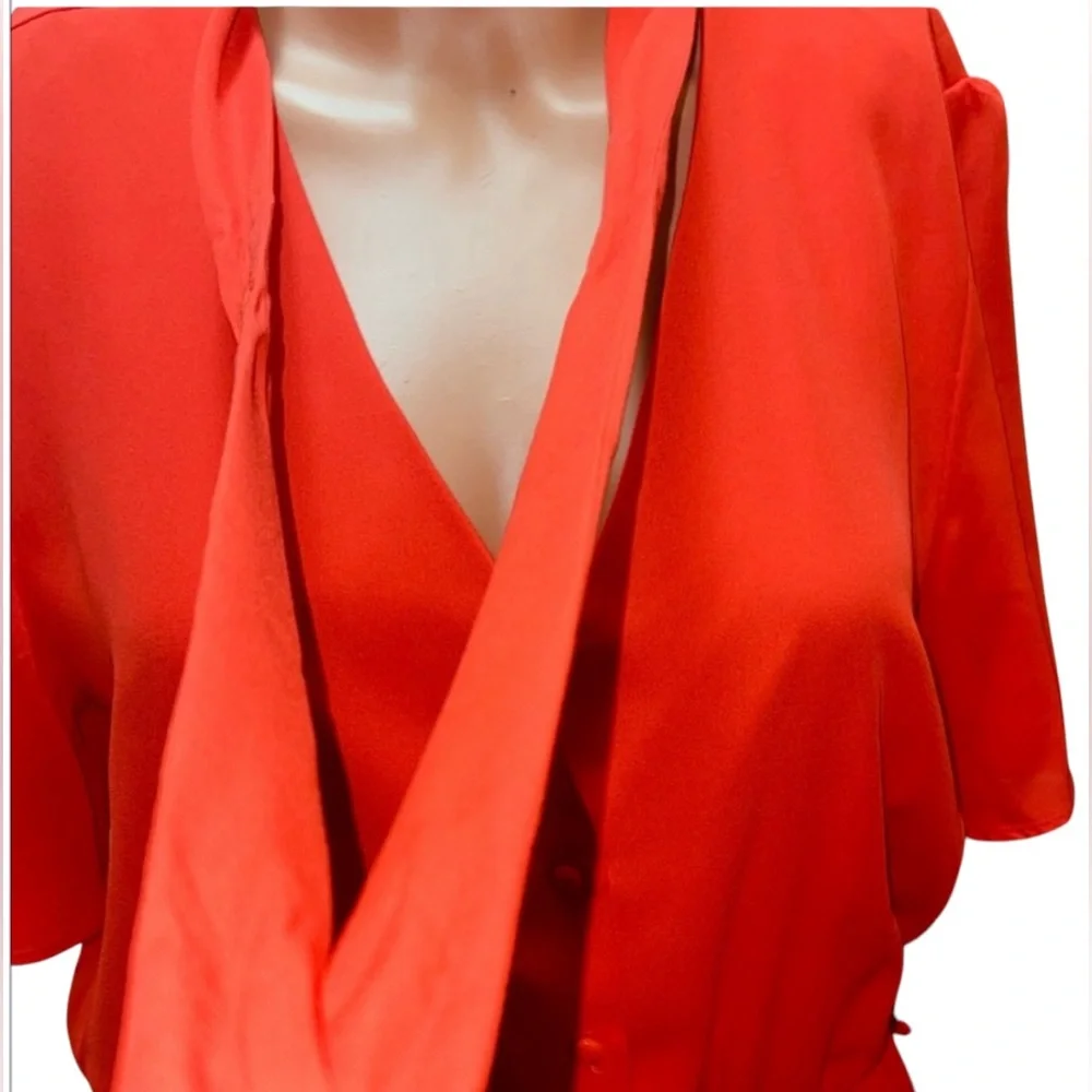 NANETTE LEPORE FIT & FLARE DRESS WOMEN ORANGE RUFFLE SHORT SLEEVES SIZE 10 TEN *